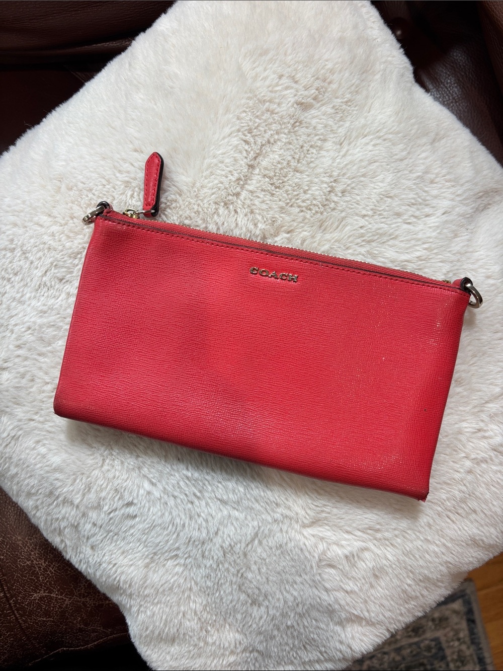 Coach Red Leather purse with Gold Logo